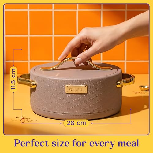 Image of SELVEL Leatherite Insulated Casserole 1700 ML, Brown