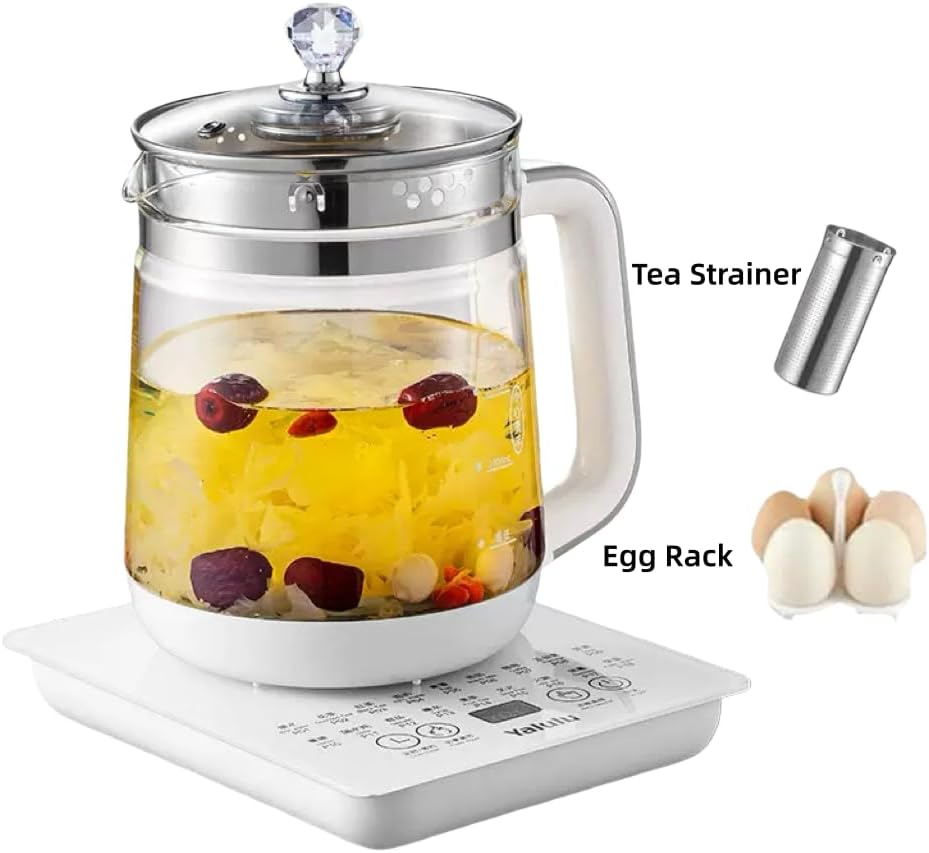 Electric Kettle, 1.8L Large Electric Health Pot with Tea Infuser & Egg Rack, 18-in-1 Multi-Function Electric Kettle for Soup, Herbal Tea,Smart Water Boiling- Adjustable Temp（No Stewing Cup)