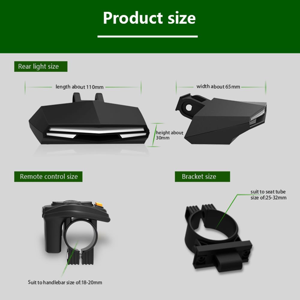 Światło LED roweru USB Taillight Rower Wireless Turn Light Tylne światło rowerowe Zdalne oświetlenie pasa ruchu Rower Tylne światła rowerowe