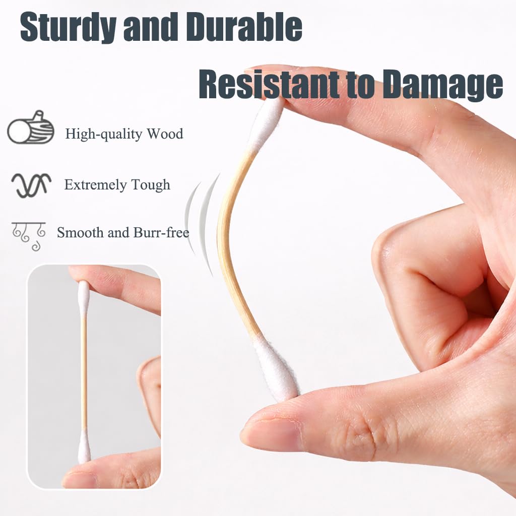 Confezione da 500 tamponi di cotone rotondi a doppia testa in contenitore, tamponi di cotone usa e getta per la cura della persona, la pulizia del trucco e l'uso quotidiano - 5