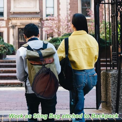 Ball Bag, Single Ball Bag with Clip Portable Drawstring Basketball Backpack Mesh Bag Sport Equipment Storage Net Bag4