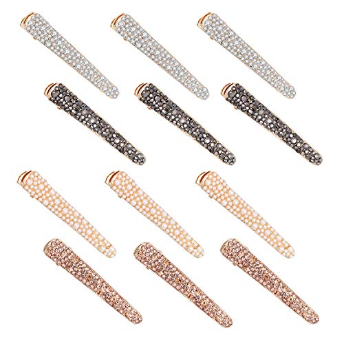 Miao Jin 12 Pcs Rhinestone Pearls Alligator Hair Clips Duckbill Hairpins cover