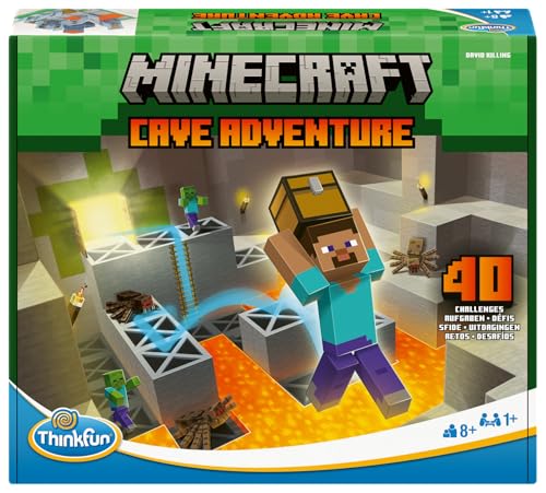 ThinkFun Minecraft Cave Adventure - Screen-Free Strategy Puzzle Game - 40 Logic Challenges - Ages 8+