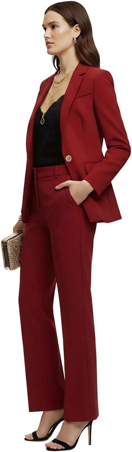 Women's 2 Piece Pant Suit Set Winter Thicken Dressy Business Casual Outfits Professional Blazer Pantsuits Work Office - Image 5