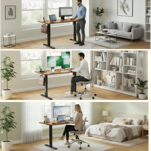 Image of Marsail Whole Table Top, 48 inch x 30 inch Inch One-Piece Standing Desk Top, 6 inch Extra Wide,Rectangular Brown Wood Board for Height Adjustable Desk & Home Office