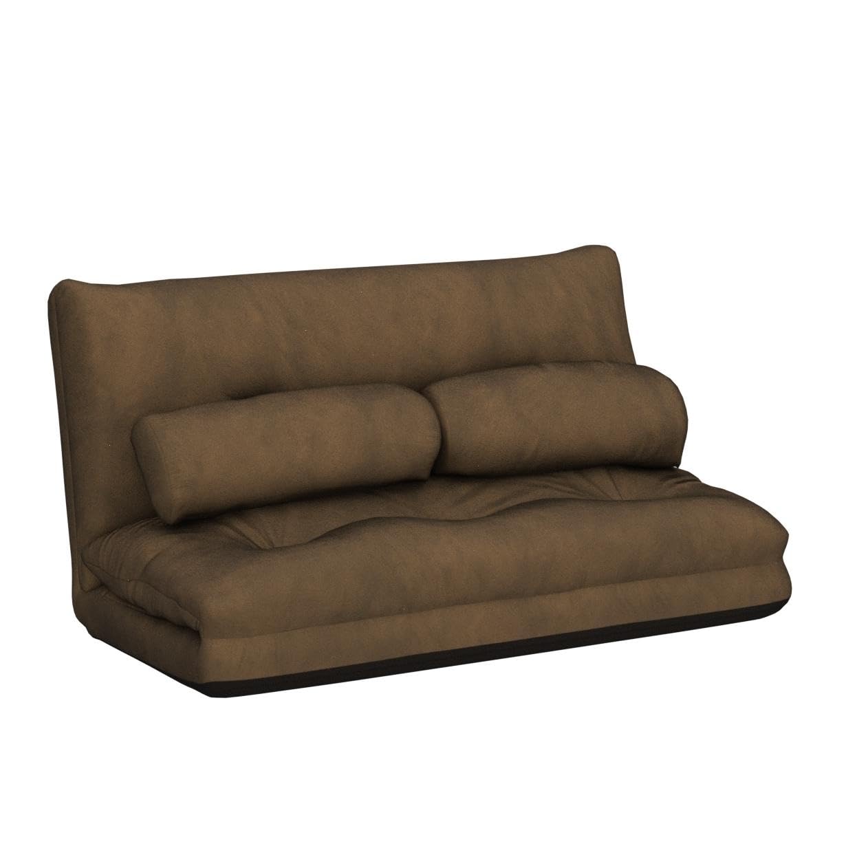 RELAX4LIFE Chauffeuse 2 Places Pliable en Velours Côtelé Réglable à 6 Positions avec 2 Oreillers, Canapé 2 Places Housse Amovible Convient pour Salon Chambre (Modèle 2, Brun)