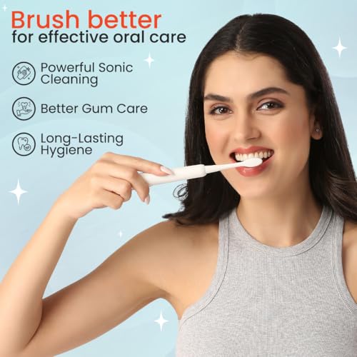 Image of Toothsi Electro Sonic Electric Toothbrush | Smart Electric Toothbrush for Men & Women | with 6 Modes & 5 Brush Heads | IPX 7 Waterproof | Rechargeable | Oral Care (White1, i8)