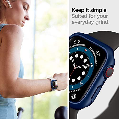 Image of Spigen Thin Fit for Apple Watch SE3 44mm Case, SE2 /SE /Series 6 /5 /4 44mm Lightweight Hard Cover Case - Metalic Blue