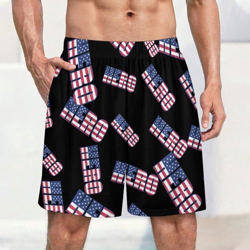 Hero with U.S.A Flag Men's Pajama Bottoms Lounge Pj Shorts Stretch Sleep Shorts for Home Vacation Beach2