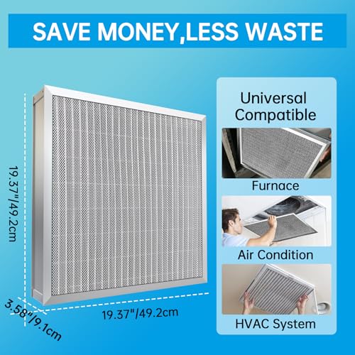 Image of UBeesize 20x20x4 Reusable Electrostatic Air Filter HVAC AC Furnace Filter,Washable, Lasts a Lifetime,Permanent Air Filter,Breathe Fresher,Home And Office(Actual Size:19.37x19.37x3.58Inch)