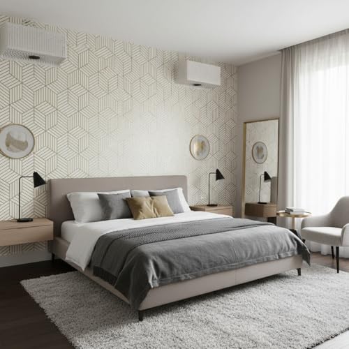Image of Golden Geometric Self-Adhesive Wallpaper for Walls, Waterproof PVC Vinyl Wall Stickers, Peel and Stick Decorative Paper for Home, Furniture, Kitchen Cupboard & Almirah(45x300cm)