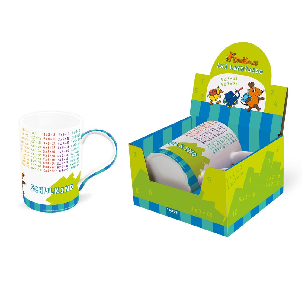 Trötsch Die Maus Lieblingstasse Lerntasse 1x1 Die Maus: Schulanfang, aus Porzellan mit Geschenkverpackung