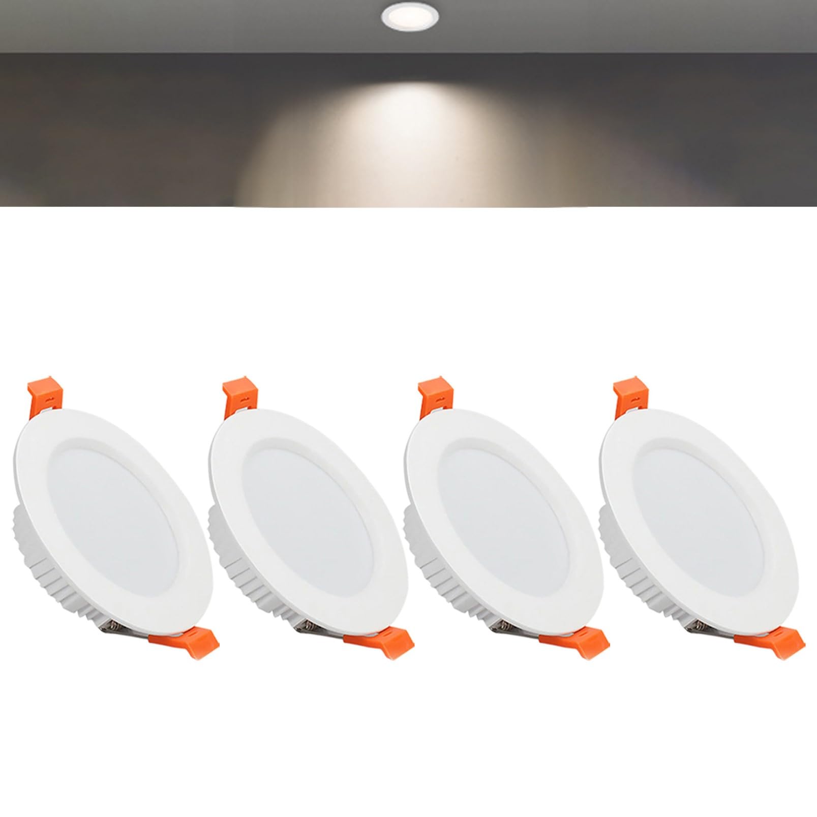 TTiiLoe 12W Round LED Recessed Ceiling Spotlights, 4000K Neutral White Ultra Slim Panel Ceiling Light, Cut Φ110-130mm, AC110-240V Downlights for Hallway Stairwell Showroom, 4 Pack
