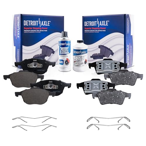Image of Detroit Axle - Brake Pads for 2004-2005 Mazda 3, 2006-2007 5, 2004-2005 Volvo S40 2005 V50, Front and Rear Ceramic Brake Pads w /Hardware Replacement