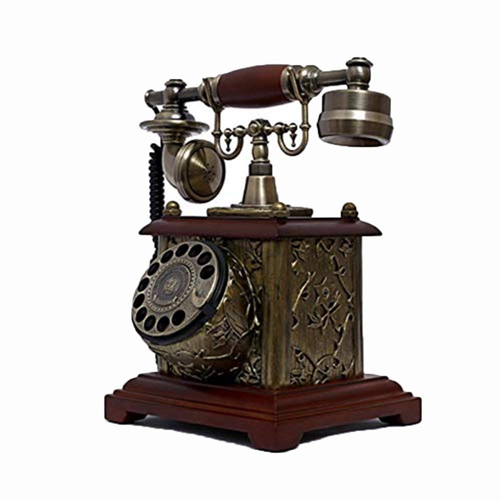 Telefon stacjonarny do domu, europejski telefon w stylu antycznym, telefony z tarczą obrotową, telefon stacjonarny w stylu retro, telefon przewodowy do domu i wystroju, brązowe kreatywne telefony w s