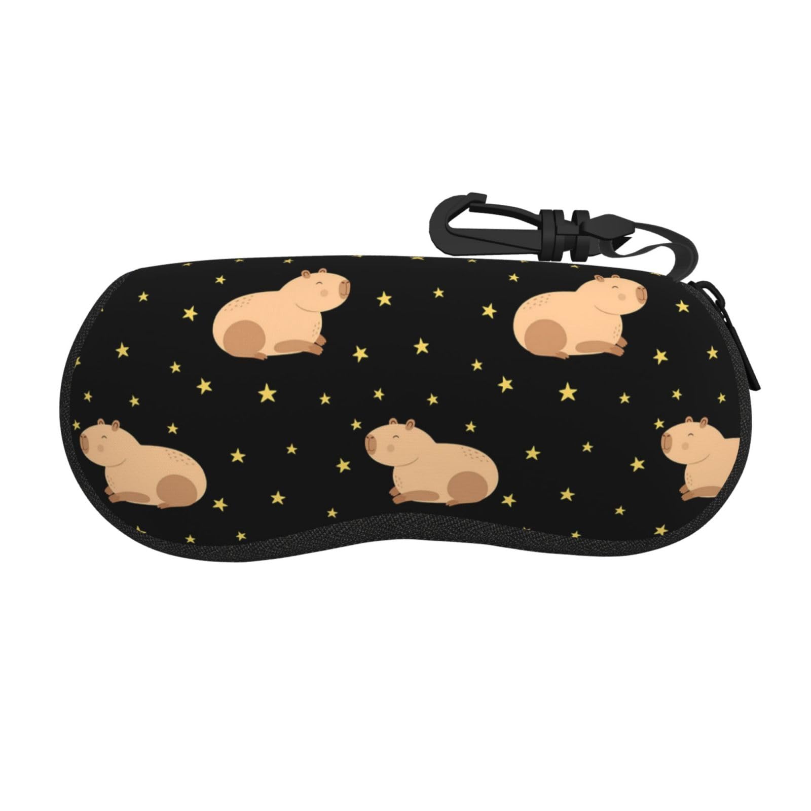 ZORIN Glasses Case Funny Smile Capybara Sunglasses Case For Men And Women - Zipper Portable Spectacle Cases With Clip