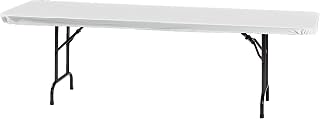 Creative Converting 37300 Plain Classic White Stay Put Tablecover, 30" x 96"
