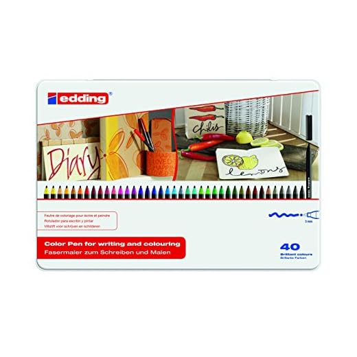 edding 1300-40S - Estuche de metal con 40 rotuladores, multicolor