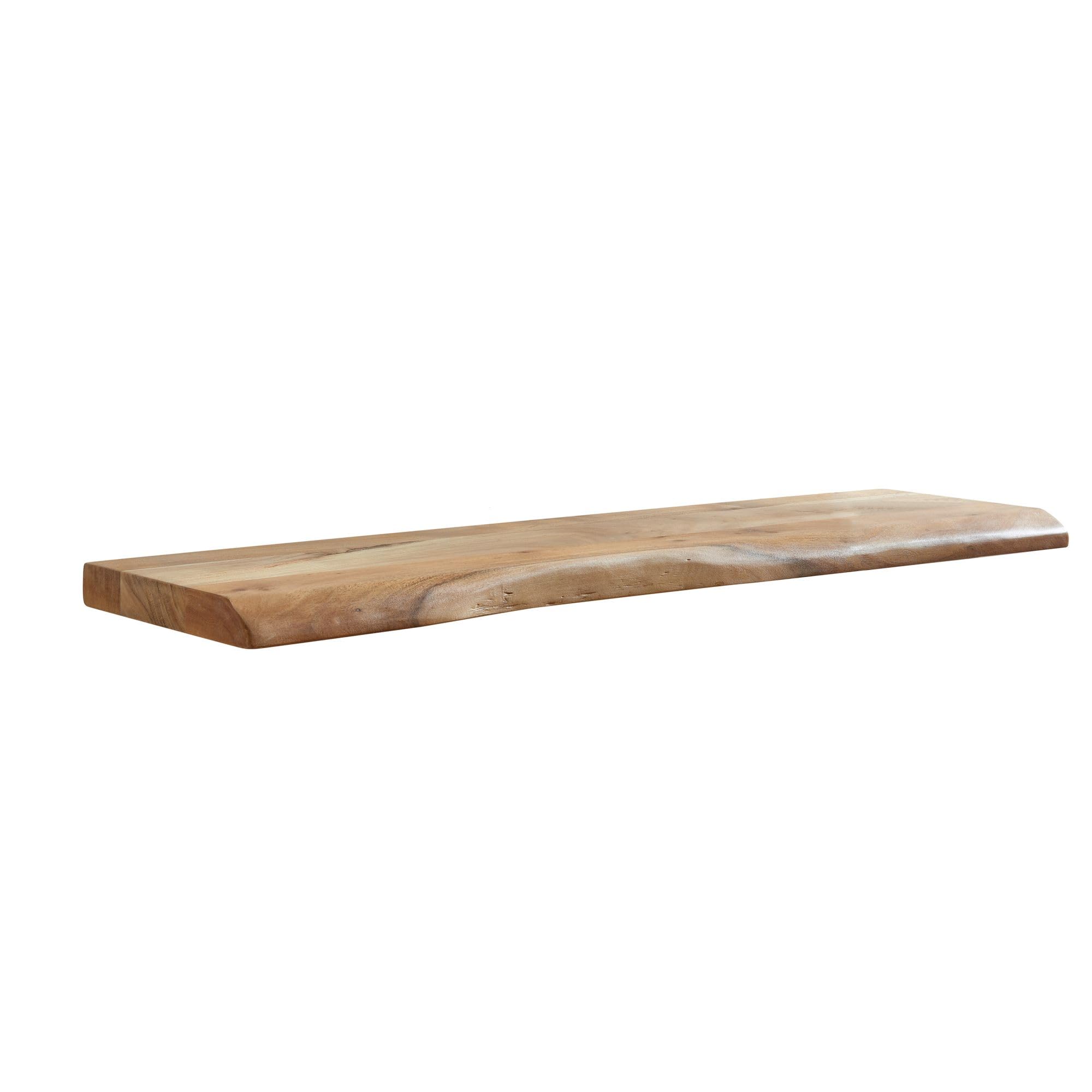 Wandregal mit Baumkante aus Akazie Massivholz – 100 cm Breite