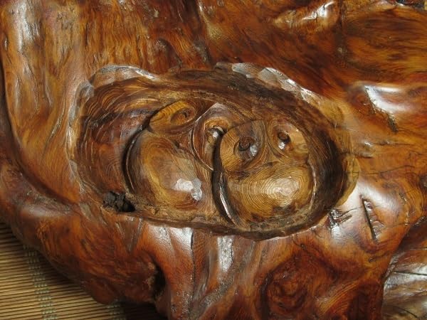 Amazon.co.jp: 屋久杉工芸品 フクロウ置物 山中良行 天然木 手彫り