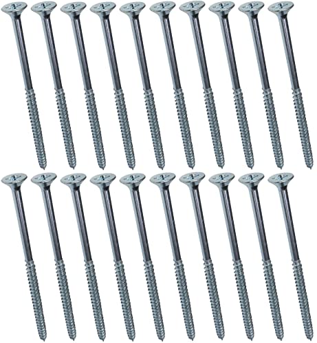 AERZETIX - C44837 - Lot de 20 - Vis à bois - Ø5x100mm - en acier zingué métal - tête fraisée - à empreinte cruciforme pozidriv - couleur argent