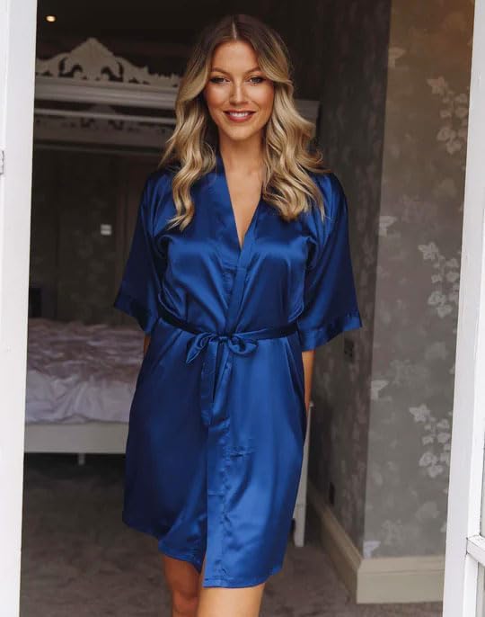 Miniatura 2 de Samring Bata corta de satén para mujer, para damas de honor, para boda y fiesta nupcial, batas de baño de seda para mujer