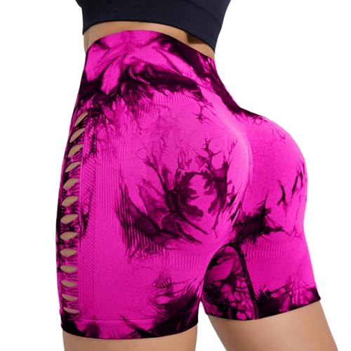 Neteson Leggins Sportivi Donna Vita Alta Corti Pantaloni Palestra Push Up Opaco Scrunch Leggins Dimagranti Senza Cuciture Pantaloncini Ciclismo Anticellulite Collant Corsa Yoga Fitness