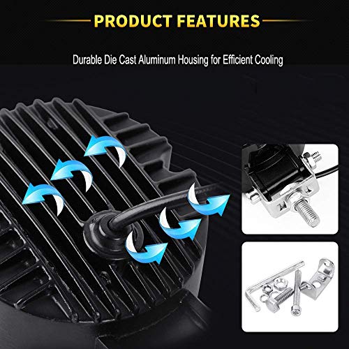 40W LED Auxiliary light 2PCS 3'' Motorcycle LED Fog Driving Running Lights with DRL Angel Eye 6000K White Spot Lighting Off-road Vehicle Marine Work Light, 2 Years Warranty (2PCS,Blue Halo) - Thumbnail 2