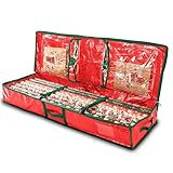 Premium Geschenkpapier-Organizer mit Innentasche -, Weihnachtsdekorations-Organizer, 600D reißfeste Aufbewahrung für Geschenkpapier, Bögen Bänder Etiketten Zubehör - Rot