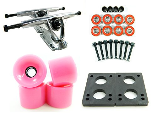 180mm Polished Trucks 70mm Wheels Combo (Solid Pink)