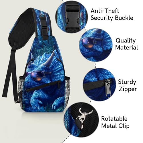 Bolso sling unisex con diseño dinosaurio para viaje y senderismo miniatura 3