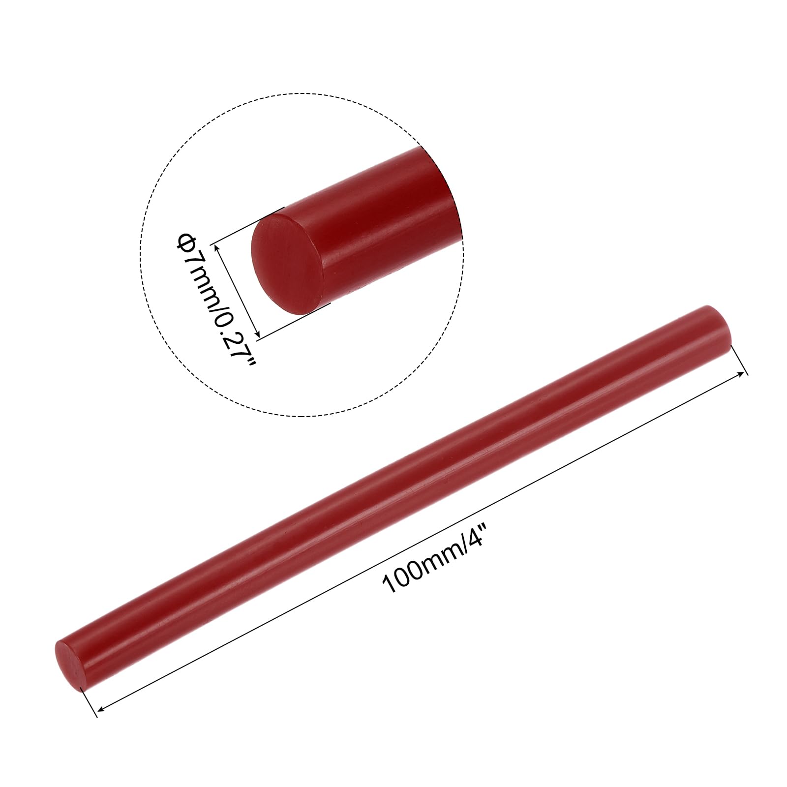 sourcing map 20 barras de pegamento caliente para pistola de pegamento de 7 mm x 4 pulgadas, mini barra de pegamento adhesivo termofusible, color rojo vino