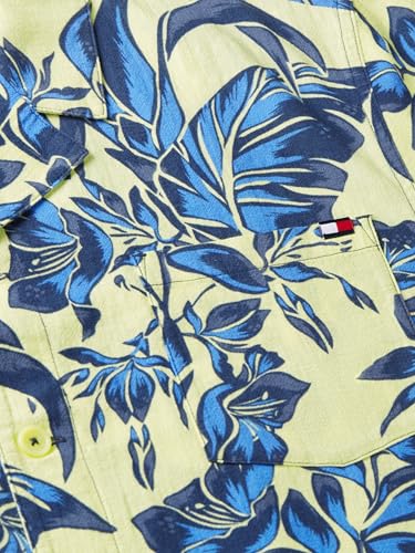 Image of Tommy Hilfiger Men's Lightweight Short Sleeve Cotton Beach Print Shirt with Pocket, Men's Casual Button Down Summer Shirts