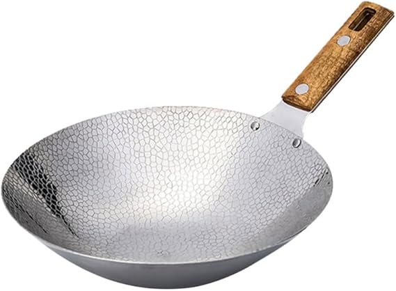Wok de Acero Inoxidable con Mango de Madera 26 cm