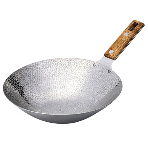 Cabilock Stainless Steel Wok Frying Pan with Handle Deep Base Kitchen Cookware for Stir-Fry Hot Pot and Everyday Cooking 14.56 X 10.23 X 2.36 in 1 pack