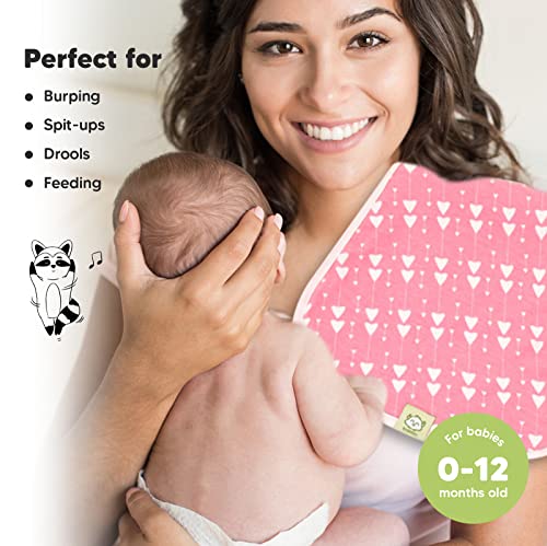 Image of Organic Burp Cloths Baby Boy & Girl - 5-Pack Super Absorbent Cotton Burping Cloths for Babies, Soft & Plush Newborn Spit Up Rags, Infant Towels for Milk Spit Up, Unisex, Large 21 inch x 10 inch (Pink Dreams)