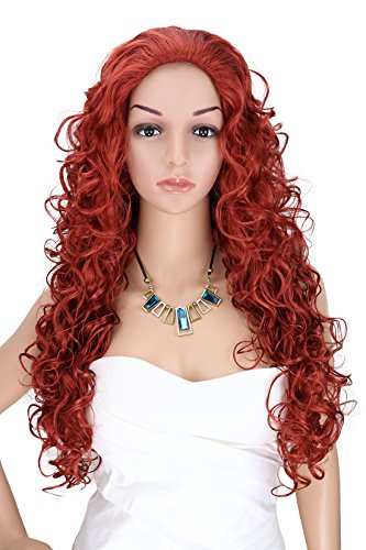 Kalyss Long Fox Red Wigs for Women Heat Resistant Curly Wavy Synthetic Fiber Cosplay Costume Full Hair Wig For Women,24 inches 0.66lb
