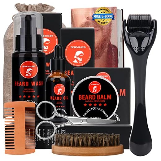 Kit Barba Hombre Aceite para barba, Cuidado Barba Hombre Bálsamo Para Barba, Lavado Para Barba, Cepillo Para Barba, Peine Para Barba, Tijeras Para Bigote Cuidado de Regalos Para Hombre