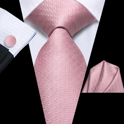 Image of Hi-Tie Men Silk Ties Set with Flower Lapel Pin Necktie Pocket Square Cufflinks for Tuxedo Wedding Business