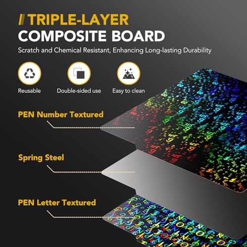 Image of 3D Printer Build Plate for Bambu Lab X1 X1C X1E P1P P1S A1, 3D Printer Accessories Pen Dual Texture 257x257mm, Flexible Spring Steel Hot Bed Platform Sheet