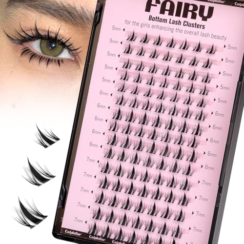 calphdiar Bottom Lash Clusters Fairy Eyelash Extension Bottom Lashes Clusters 5-7mm Natural Bottom Eyelashes DIY Manga Lower Cluster Lashes Extensions Wispy Bottom Individual Lashes