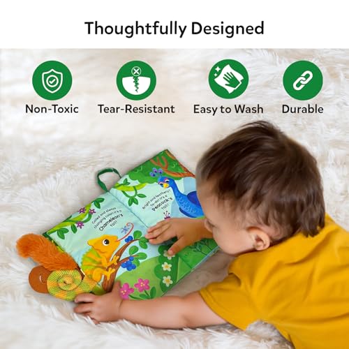 Image of Skillmatics Sensory Cloth Book - 10 Animal Tails, Interactive Baby Book with Crinkle Pages for Tactile Exploration, Early Learning & Sensory Play, Educational Toy & Gift for Babies 6-24 Months