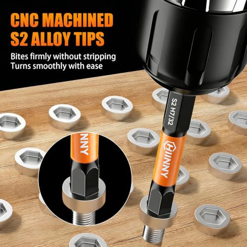 Image of Impact Allen Wrench Drill Bit Set,20PCS 2 inch Hex Bit Set(Metric & SAE), 1 /4 inch Hex-Shank S2 Steel,Impact Driver Bit Set, Magnetic CNC Tips for Drill & Driver with Storage Box