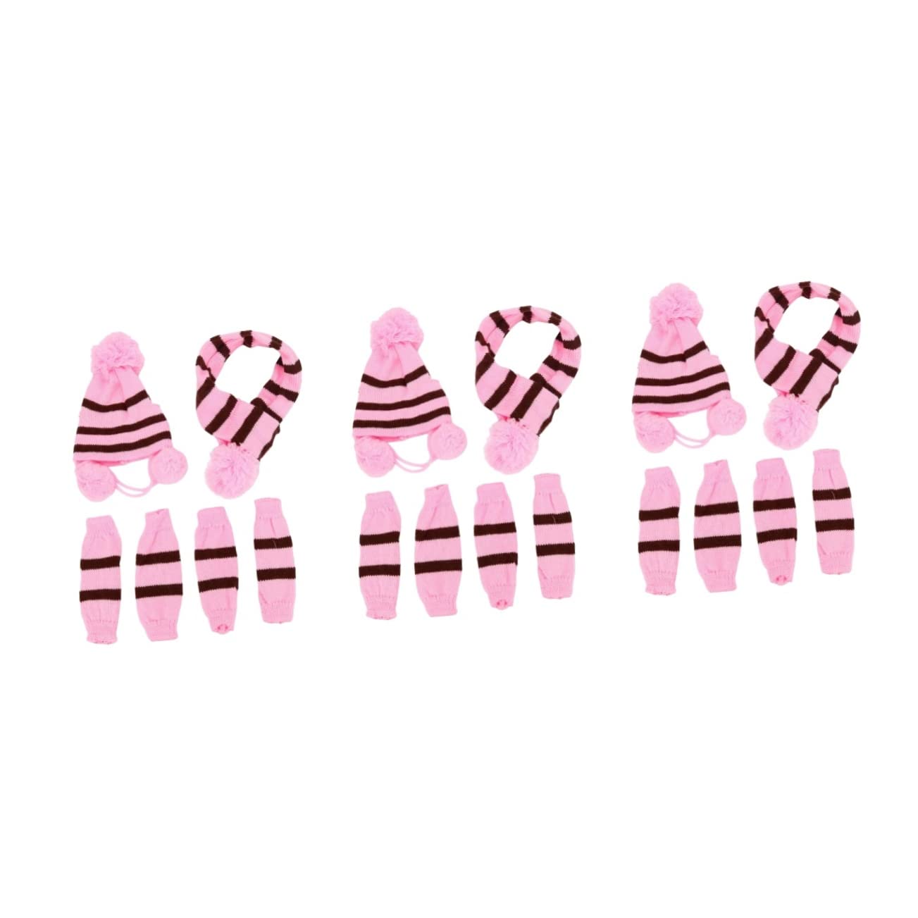 Chapeau et écharpe tricotés pour chiens Housoutil rose et marron