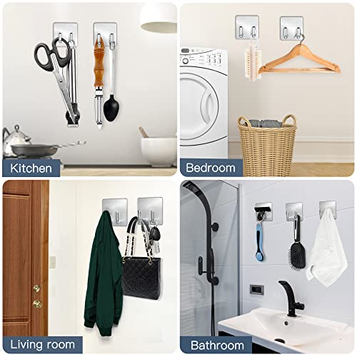 Haken Selbstklebend Handtuchhaken 3 Stück, Edelstahl Rasierer Halterung Dusche Wandhaken Ohne Bohren Klebehaken Handtuchhalter für Bad Toilette Küche Büro, Silber - Image 5