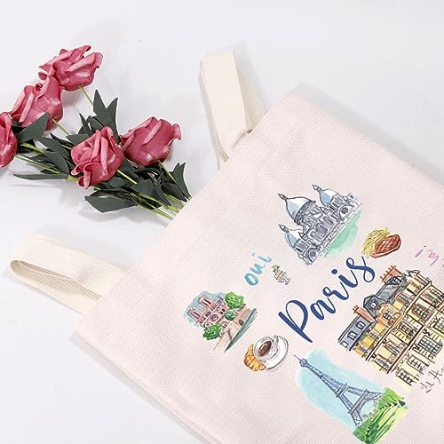 MEIKIUP Paris Vacation Gift Paris Travel Tote Bag Eiffel Tower Reusable Shopping Bag France Handbag Paris Souvenir Gift (Paris TB)2