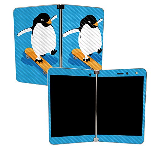 Image of MightySkins Carbon Fiber Skin for Microsoft Surface Duo - Skater Penguin | Protective, Durable Textured Carbon Fiber Finish | Easy to Apply | Made in The USA