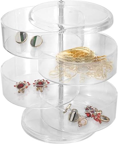 ジュエリーボックス透明 アクセサリートレー 4段 大容量 360°回転 仕分け設計 ジュエリー収納 ケース 家庭収納 仕事用小物収納 プレゼント ギフトオーガナイザーケースコスチューム収納棚