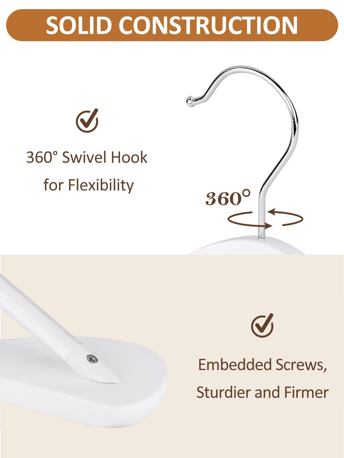 AMKUFO Perchas de madera de hombro ancho, paquete de 8 perchas con barra antideslizante para pantalones, perchas de madera resistentes con acabado suave, gancho giratorio de 360° para suéter, chamarra