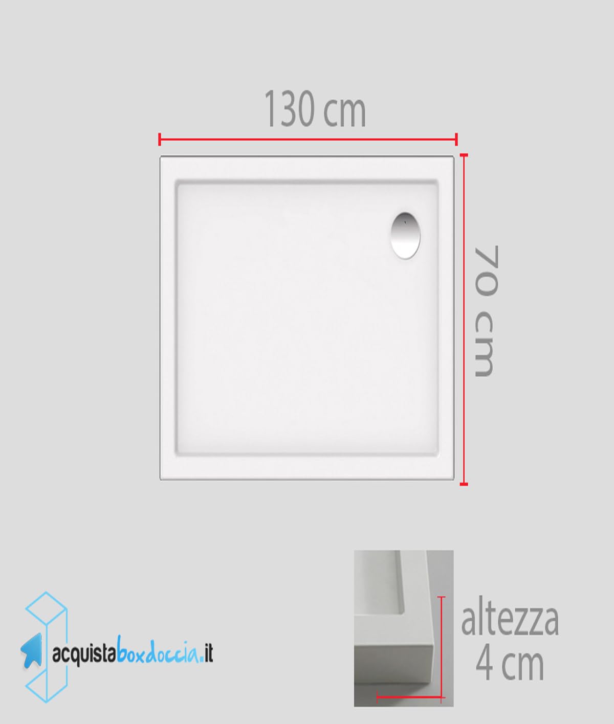NONAME Piatto Doccia 70x130 cm Altezza 4 cm